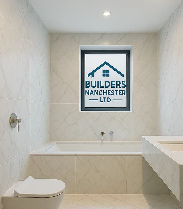 Light marble-effect bathroom renovation